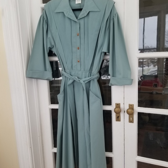 Vintage Shirt Dress - Blue Button Down - Picture 2 of 6